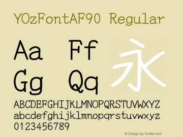 YOzFontAF90 Regular Version 13.10 Font Sample