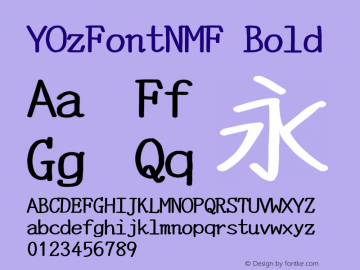 YOzFontNMF Bold Version 13.10 Font Sample