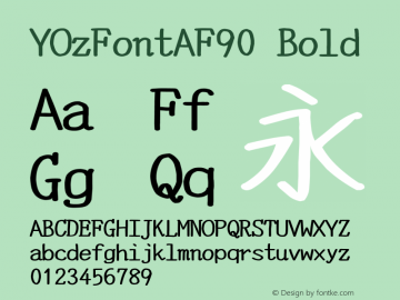 YOzFontAF90 Bold Version 13.10 Font Sample
