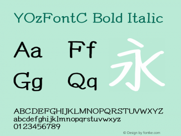 YOzFontC Bold Italic Version 13.10 Font Sample