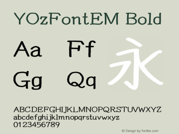 YOzFontEM Bold Version 13.10 Font Sample