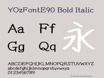 YOzFontE90 Bold Italic Version 13.10 Font Sample