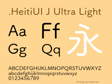 .HeitiUI J Ultra Light 9.0d9e3 Font Sample