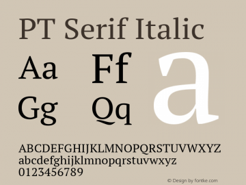 PT Serif Italic 10.0d1e1 Font Sample
