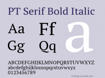 PT Serif Bold Italic 10.0d1e1 Font Sample