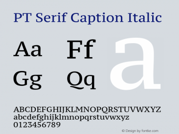 PT Serif Caption Italic 10.0d1e1 Font Sample