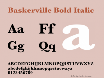 Baskerville Bold Italic 10.0d1e1 Font Sample