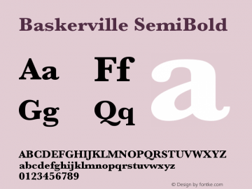 Baskerville SemiBold 10.0d1e1 Font Sample