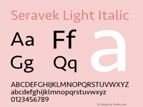 Seravek Light Italic 9.0d3e1 Font Sample