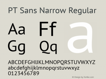 PT Sans Narrow Regular 10.0d1e1 Font Sample