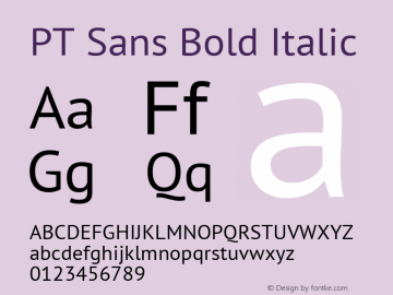 PT Sans Bold Italic 10.0d1e1 Font Sample