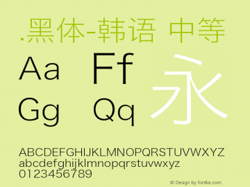 .黑体-韩语 中等 9.0d4e1 Font Sample