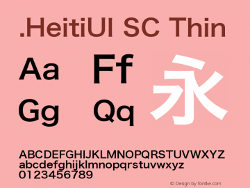 .HeitiUI SC Thin 9.0d8e1 Font Sample