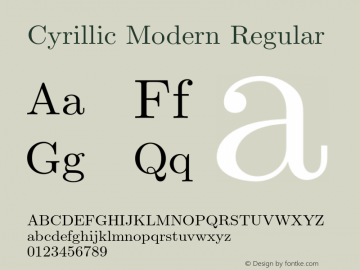 Cyrillic Modern Regular Version 4.002 Font Sample