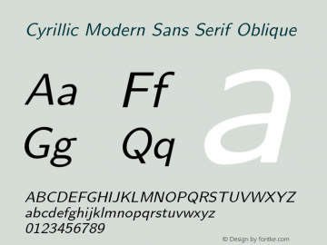 Cyrillic Modern Sans Serif Oblique Version 4.002图片样张
