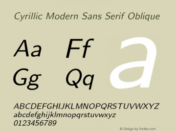 Cyrillic Modern Sans Serif Oblique Version 4.002图片样张