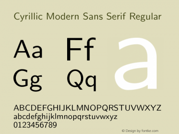 Cyrillic Modern Sans Serif Regular Version 4.002 Font Sample