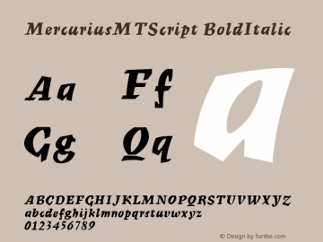 MercuriusMTScript BoldItalic Version 1.00 Font Sample