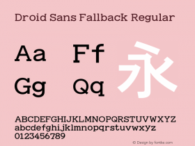 Droid Sans Fallback Regular Version 2.51(DroidSansFallback); 1.00(FZLTH_YS); 1.00(BadaGothic530); build 20120229图片样张