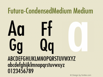 Futura-CondensedMedium Medium Version 1.00 Font Sample