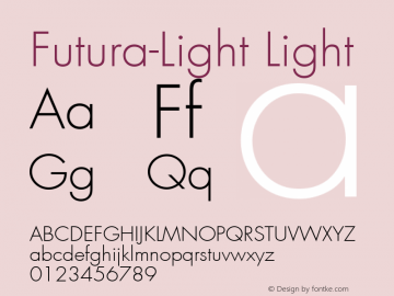 Futura-Light Light Version 1.00 Font Sample