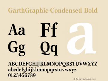 GarthGraphic-Condensed Bold Version 1.00 Font Sample