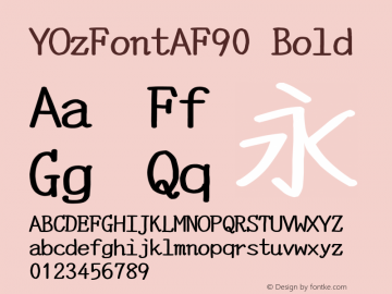 YOzFontAF90 Bold Version 13.09 Font Sample