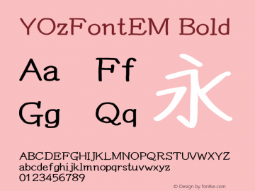 YOzFontEM Bold Version 13.09 Font Sample