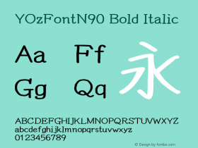 YOzFontN90 Bold Italic Version 13.09 Font Sample