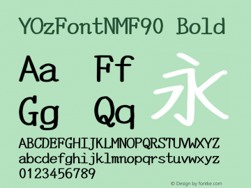 YOzFontNMF90 Bold Version 13.09 Font Sample