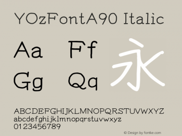 YOzFontA90 Italic Version 13.09 Font Sample