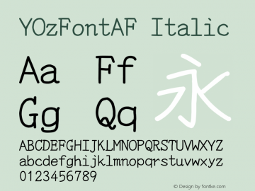 YOzFontAF Italic Version 13.09图片样张