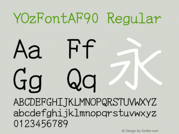 YOzFontAF90 Regular Version 13.09 Font Sample