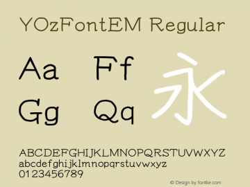 YOzFontEM Regular Version 13.09 Font Sample