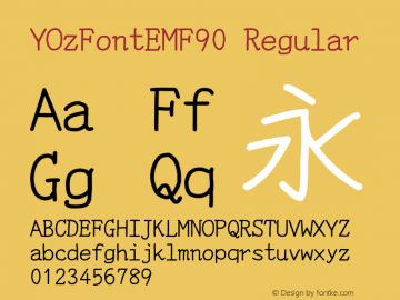 YOzFontEMF90 Regular Version 13.09 Font Sample