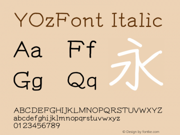 YOzFont Italic Version 13.09 Font Sample