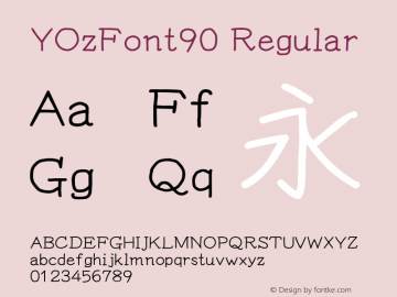 YOzFont90 Regular Version 13.09 Font Sample