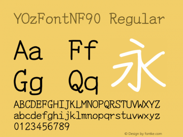 YOzFontNF90 Regular Version 13.09 Font Sample