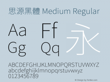 思源黑體 Medium Regular Version 1.002;PS 1.002;hotconv 1.0.81;makeotf.lib2.5.63406 Font Sample