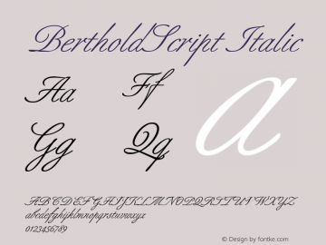 BertholdScript Italic 1.0 Font Sample