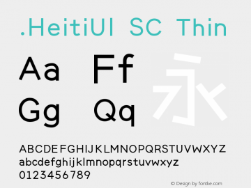 .HeitiUI SC Thin 10.0d4e2图片样张