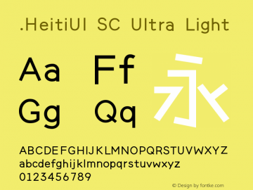 .HeitiUI SC Ultra Light 10.0d4e2图片样张