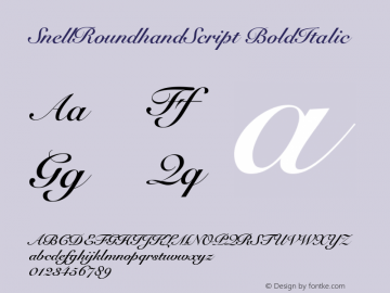 SnellRoundhandScript BoldItalic Version 1.00 Font Sample