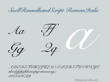 SnellRoundhandScript RomanItalic Version 1.00 Font Sample