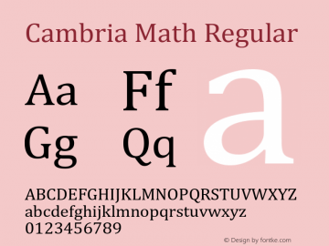 Cambria Math Regular Version 6.83图片样张