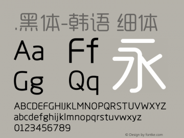 .黑体-韩语 细体 10.0d4e2 Font Sample