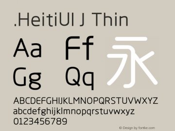 .HeitiUI J Thin 10.0d4e2 Font Sample