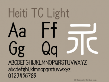 Heiti TC Light Version 1.00 May 14, 2015, initial release图片样张