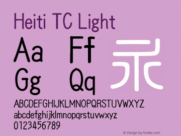 Heiti TC Light Version 1.00 May 14, 2015, initial release图片样张