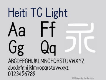 Heiti TC Light Version 1.00 May 14, 2015, initial release图片样张